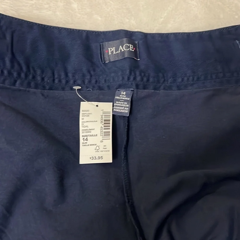 Children’s Place Girls Navy Uniform Pleated Scooter Skort Size 14 NWT